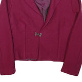 Womens Burgundy Wool Blend Button Jacket XS Tailored Plain Stylish Winter