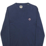 PRETTY GREEN Mens Blue Plain Crew Neck Basic Knit Jumper XS Wool Blend Stylish