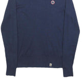 PRETTY GREEN Mens Blue Plain Crew Neck Basic Knit Jumper XS Wool Blend Stylish
