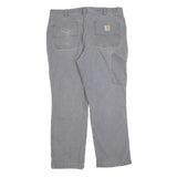 CARHARTT Mens Relaxed Grey Cotton Blend Zip Trousers W38 L30 Workwear Casual