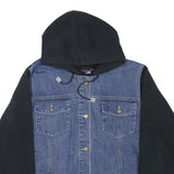 COMPANIE DE CALIFORNIE Girls Blue & Black Denim Hoodie L Cotton Blend Casual