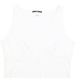 HUGO BOSS Womens White Cotton Blend V-Neck Sleeveless Top L Classic Fit