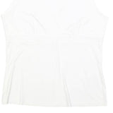 HUGO BOSS Womens White Cotton Blend V-Neck Sleeveless Top L Classic Fit