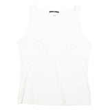 HUGO BOSS Womens White Cotton Blend V-Neck Sleeveless Top L Classic Fit