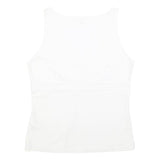HUGO BOSS Womens White Cotton Blend V-Neck Sleeveless Top L Classic Fit