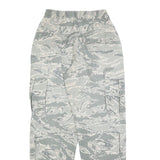 Womens Regular Fit Grey Camouflage Cotton Blend Button Cargo Trousers W34 L29