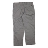 DICKIES Mens Polyester Blend Grey Regular Straight Trousers W38 L30 Workwear Zip