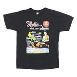 Womens Black Hello Asean Graphic T-Shirt M Short Sleeve Crew Neck Cotton