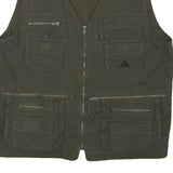 BIG JOS Mens Green Cotton Blend Utility Vest L Cotton Blend Plain Outdoor Zip