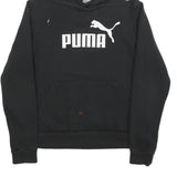 PUMA Womens Black Hoodie UK 12 Cotton Blend Pullover Hooded Sweatshirt