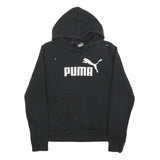 PUMA Womens Black Hoodie UK 12 Cotton Blend Pullover Hooded Sweatshirt