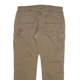 DICKIES Mens Cotton Blend Beige Regular Straight Trousers W38 L31 Workwear Zip