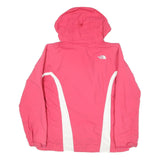 THE NORTH FACE Womens Pink & White Outdoor Jacket M Polyester Blend Zip Hooded