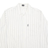 DI CARINO Mens White & Black Striped Shirt L Cotton Blend Casual Smart