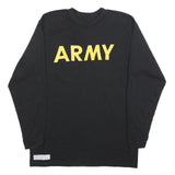 Mens Black Army Graphic Long Sleeve Crew Neck Cotton Blend T-Shirt L