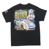GILDAN Mens Black Bo Butner Graphic T-Shirt M Short Sleeve Crew Neck Racing