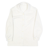 Womens White Button Jacket S Polyester Blend Plain Classic Stylish Lightweight