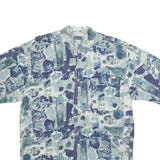 NOT YOUR BASIC Mens Blue Patterned Linen Blend Shirt M Relaxed Short Sleeve