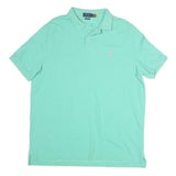 POLO RALPH LAUREN Mens Mint Green Pink Logo Short Sleeve Polo Shirt XL Classic