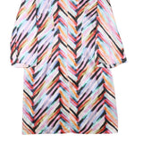 BOSS Womens Multicolour Silk Blend Day Dress V-Neck 3/4 Sleeve S Striped Casual