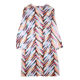 BOSS Womens Multicolour Silk Blend Day Dress V-Neck 3/4 Sleeve S Striped Casual