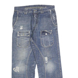 Womens Blue Regular Fit Straight Denim Rinse W32 L27 Button Cotton Blend Jeans