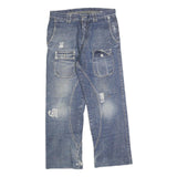 Womens Blue Regular Fit Straight Denim Rinse W32 L27 Button Cotton Blend Jeans