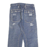 Womens Blue Regular Fit Straight Denim Rinse W32 L27 Button Cotton Blend Jeans