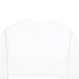 LEVI'S Womens White Crew Neck M Logo Print Cropped Sweatshirt Cotton Blend
