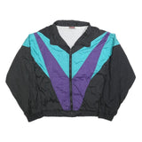 ATHLETIC WORKS Mens Black & Teal & Purple Vintage Zip Jacket XL Polyester Blend