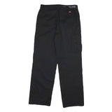 DICKIES Mens Regular Black Cotton Blend Workwear Trousers W32 L30 Zip Pocket