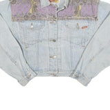 JO ROACHE Womens Blue & Purple Denim Jacket M Cotton Blend Button Closure