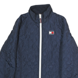 TOMMY HILFIGER Womens Blue Quilted Jacket S Polyester Zip Casual Lightweight
