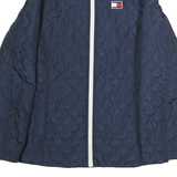 TOMMY HILFIGER Womens Blue Quilted Jacket S Polyester Zip Casual Lightweight