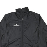 DIADORA Mens Black Polyester Blend Zip Up Jacket M Sportswear Casual