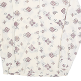 Mens White Patterned Shirt M Polyester Blend Button Collar Long Sleeve
