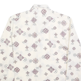 Mens White Patterned Shirt M Polyester Blend Button Collar Long Sleeve