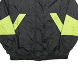 SPORT ESSENTIALS Womens Black & Neon Lightweight Nylon Zip Jacket L Retro