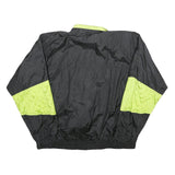 SPORT ESSENTIALS Womens Black & Neon Lightweight Nylon Zip Jacket L Retro