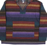 WOOLRICH Womens Multi Colour Striped Pullover Hoodie XL Wool Blend Hooded