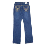D'VINE Womens Blue Regular Straight Denim Light W28 L30 Embroidered Back Pockets