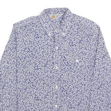 CARHARTT Womens Blue & White Floral Cotton Blend Shirt S Button Down Collar Long