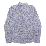 CARHARTT Womens Blue & White Floral Cotton Blend Shirt S Button Down Collar Long