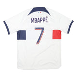 NIKE Mens White Paris Saint-Germain Mbappé Football Shirt L Short Sleeve Crew