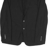 Mens Black Classic Jacket M Polyester Blend Plain Button Closure Formal Wear