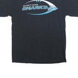 GILDAN Mens Black Santiago Sharks Graphic T-Shirt L Short Sleeve Crew Neck