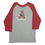 NIKE Mens Grey & Crimson Crimson Tide Raglan T-Shirt L Long Sleeve Crew Neck