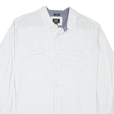 LEE Mens White Check Shirt XL Cotton Blend Casual Long Sleeve Button Shirt