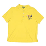 LAUREN RALPH LAUREN Womens Yellow Cotton Blend Short Sleeve Polo Shirt L