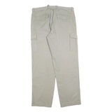 Mens Beige Cotton Blend Regular Fit Cargo Trousers W36 L32 Zip Closure Utility